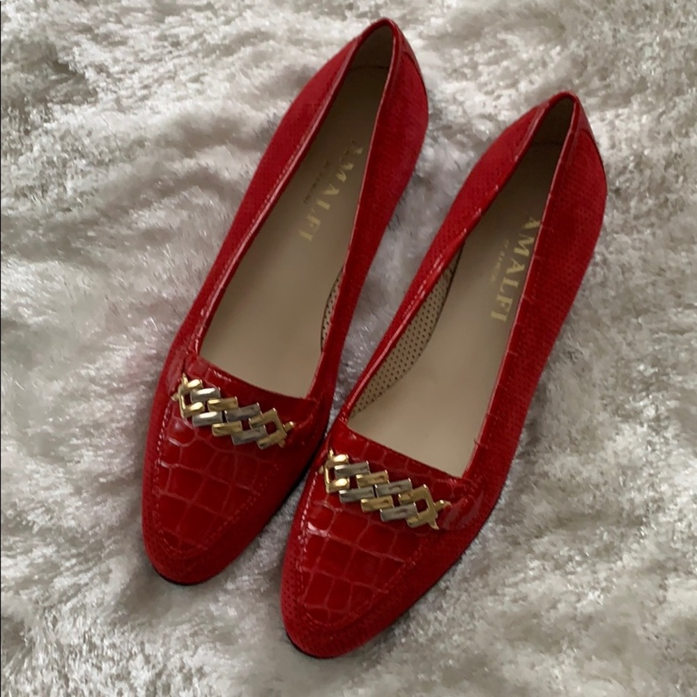 Red Amalfi embellished flats